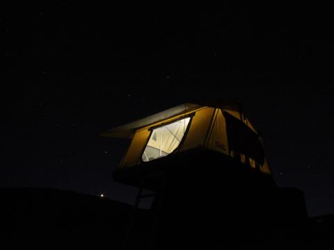 CVT tent at night