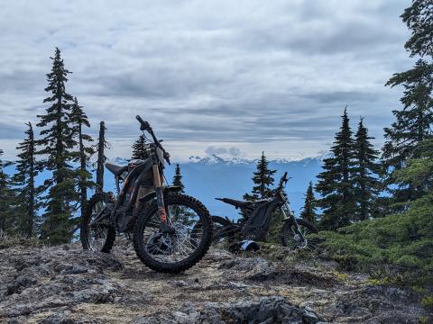 Surron at the top of Mt Irwin BC