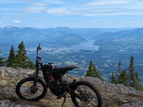 Surron at the top of Mt Irwin BC