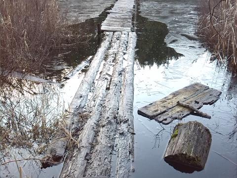 miles lake was mostly frozen too. downtown extension