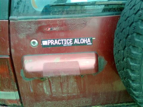 i covered up the sunrunner sticker. aloha. hey we on an island in the pacific. 