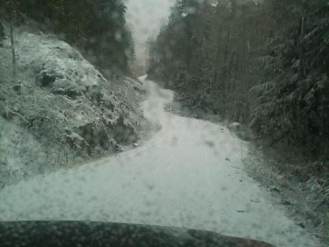 snow. very rare ive ever went 4 wheelin in november. not on purpose, lol
