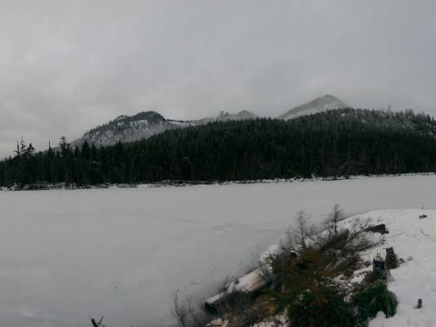 a shot of our camp and the lake