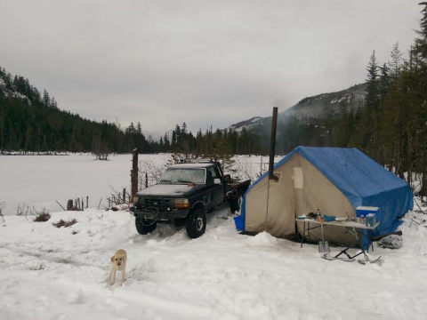 my truck and wall tent