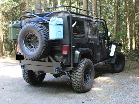 rear bumper with jerry cans mounted