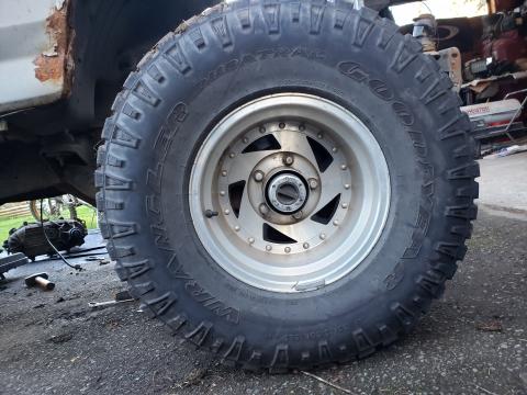 33x12.5/R15 Goodyear Duratracs on 5x5.5 bolt pattern rims